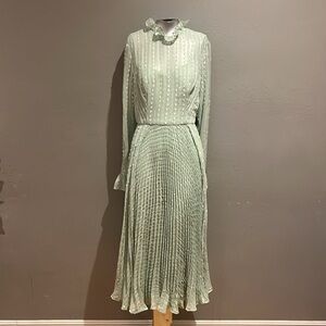 Ieena for Mac Duggal Embroidered Long Sleeve Ruffle Dress NWT